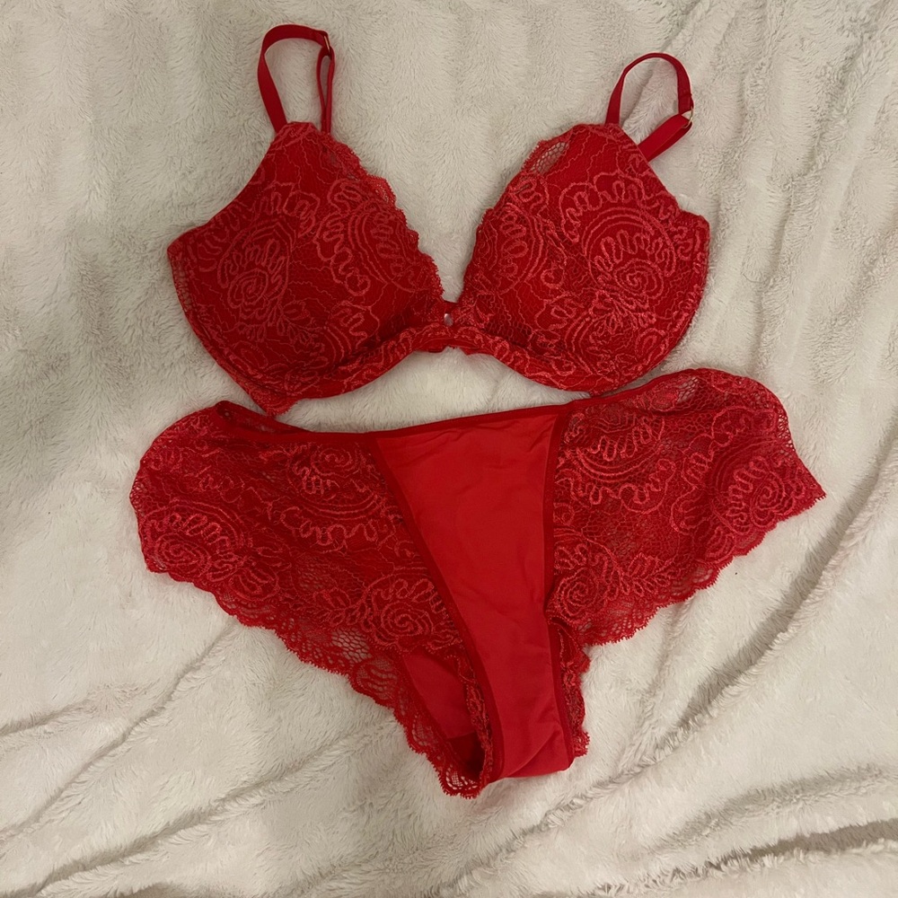 Victoria’s Secret Very Sexy Elegant Red Lace Lingerie Set